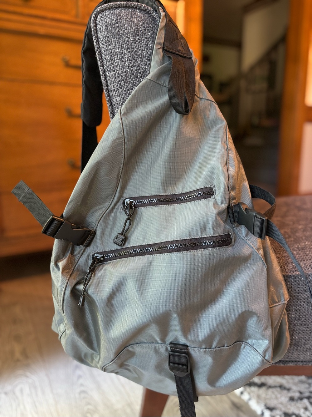 Vintage Y2K 2000 GAP Technical Sling Bag One Shoulder Backpack Grey Techwear